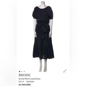 RHODE Black Scoop Neck Midi Dress